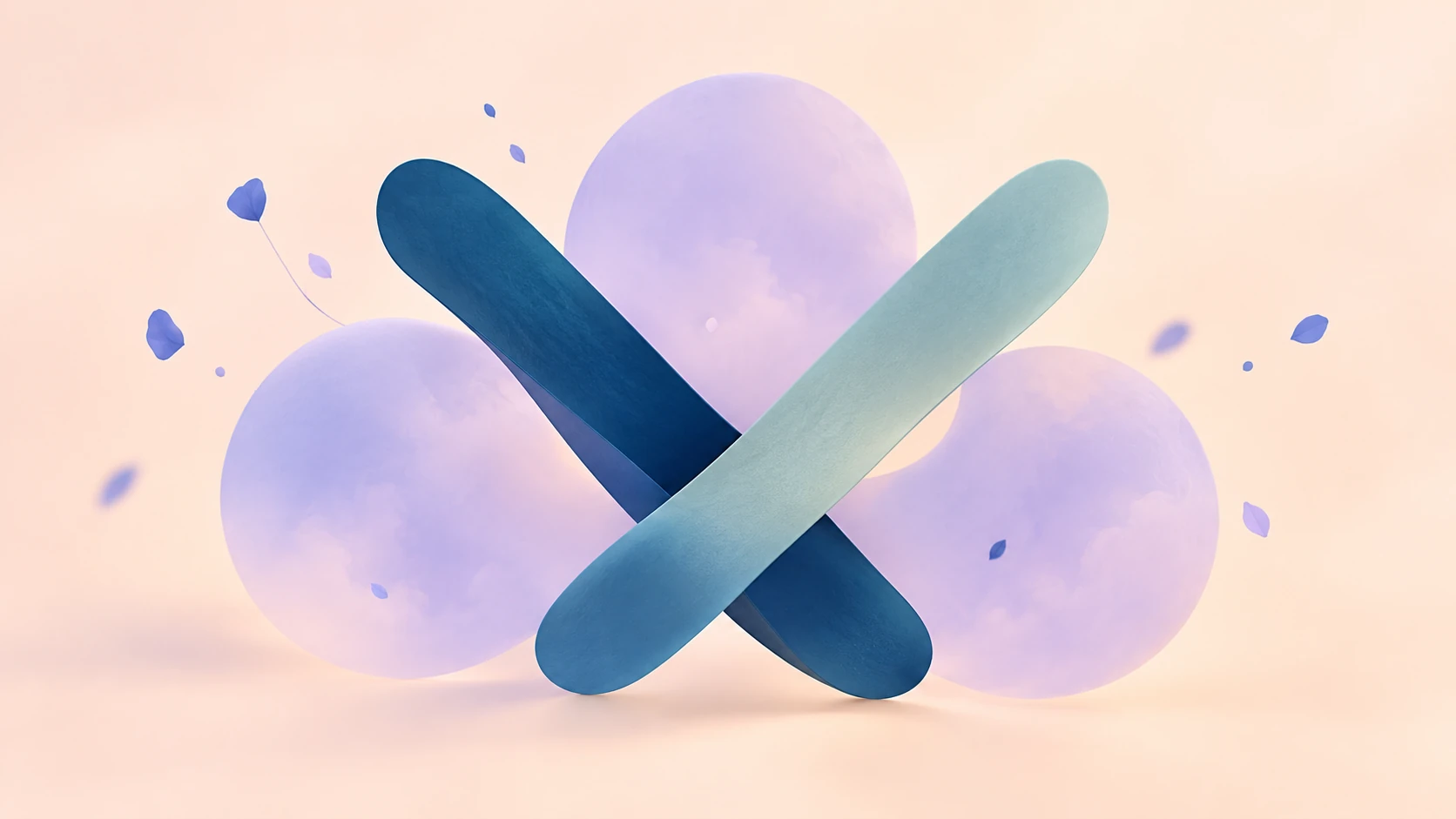 Abstract soft shapes in blue, teal and lavender